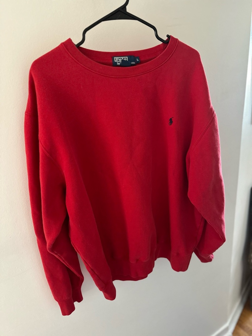 Ralph Lauren Red Crewneck Sweatshirt with Pony Logo